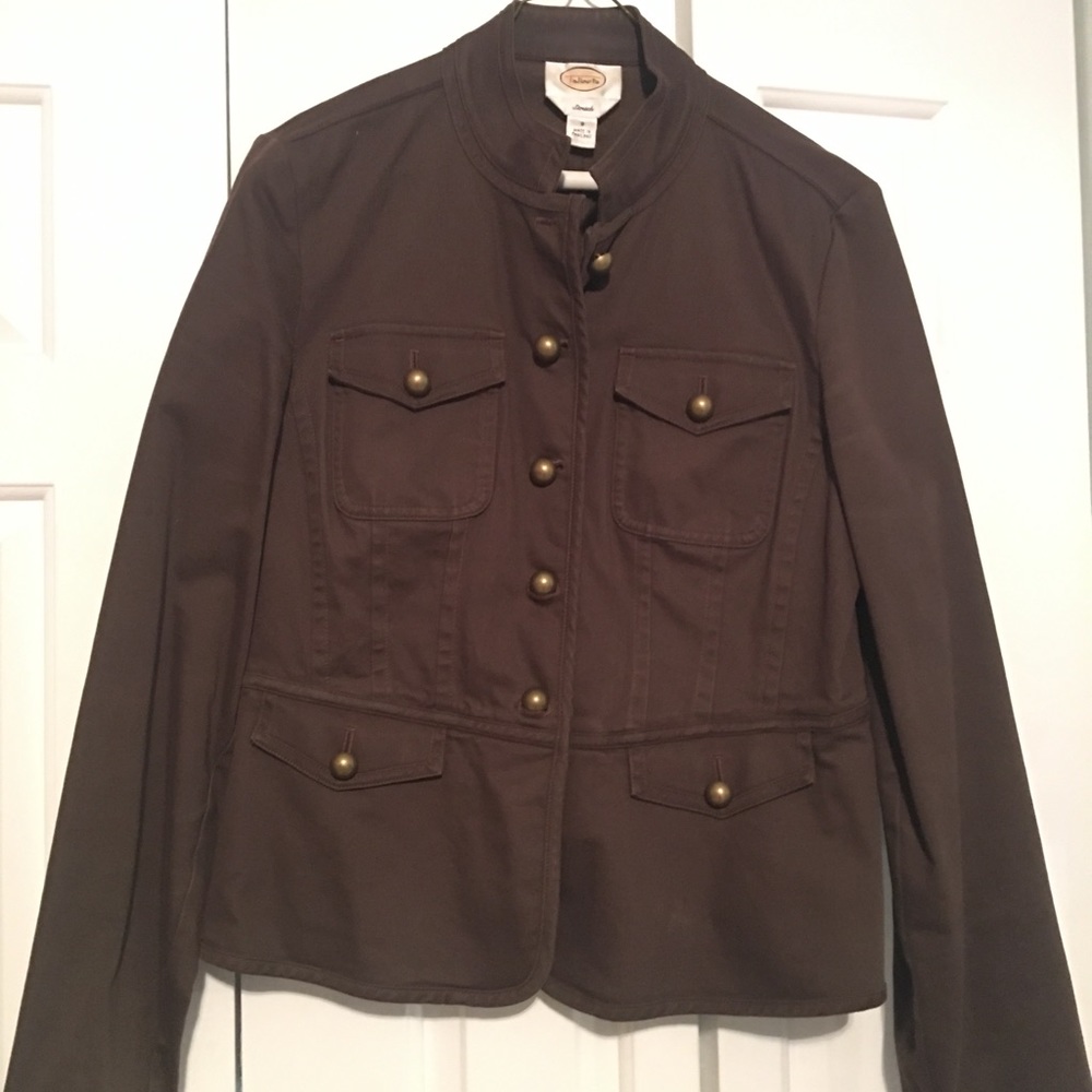 Talbots brown jacket with gold buttons
